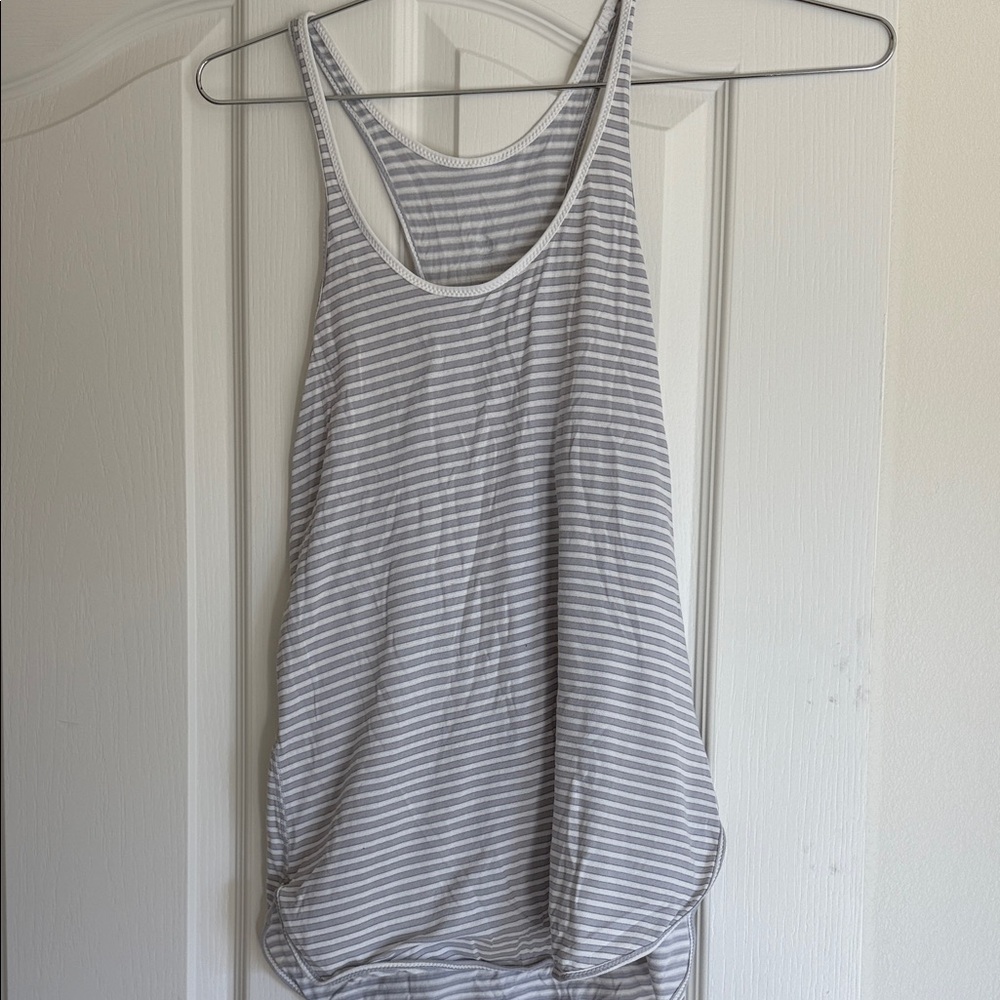 lululemon athletica Light Gray Striped Tank Top